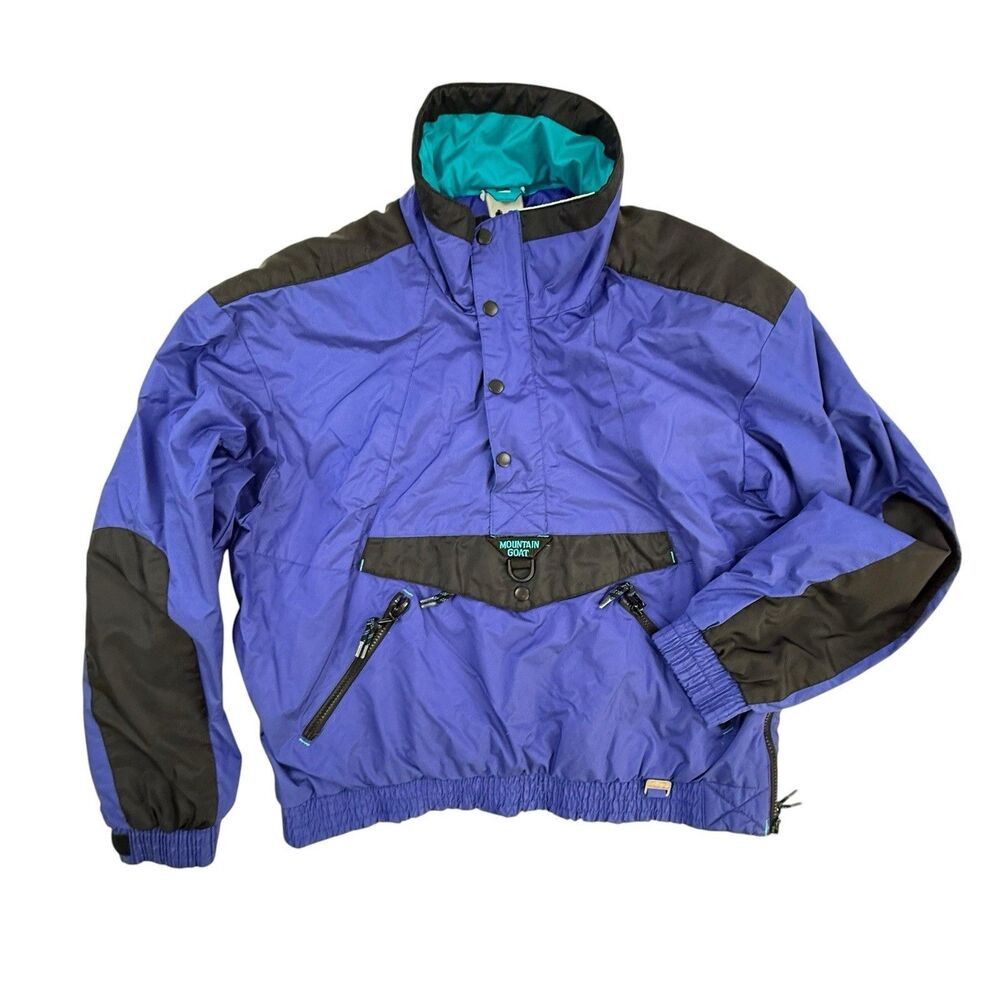 Vintage Mountain Goat Pullover Ski Jacket Men Large 90s Blue Retro Snowboard
